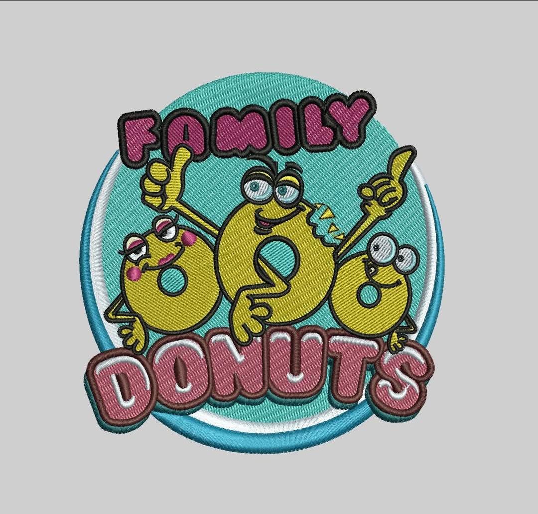 Family Donut logo embroidery digitize png view